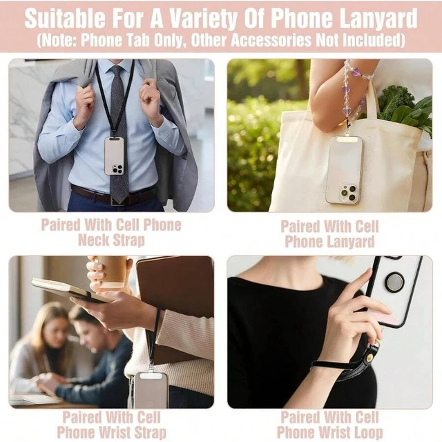 Alt view image 5 of 7 - Bks 4 Pcs Stainless Steel Phone Tether Tabs 360 Rotating Universal Lanyard Pad No Adhesive Strap for All Full Phone Cases