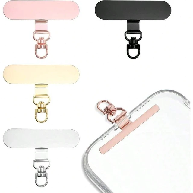 Alt view image 7 of 7 - Bks 4 Pcs Stainless Steel Phone Tether Tabs 360 Rotating Universal Lanyard Pad No Adhesive Strap for All Full Phone Cases
