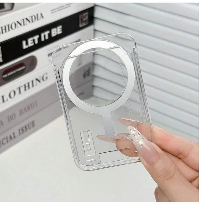 Main image of Bks Magnetic Acrylic Wallet Card Holder Clear Transparent for iPhone 17 Air 13 12 11 14 15 16 Pro Max Plus Case Accessory