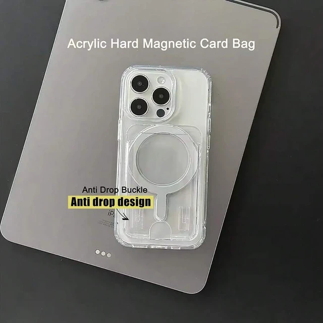 Alt view image 5 of 7 - Bks Magnetic Acrylic Wallet Card Holder Clear Transparent for iPhone 17 Air 13 12 11 14 15 16 Pro Max Plus Case Accessory