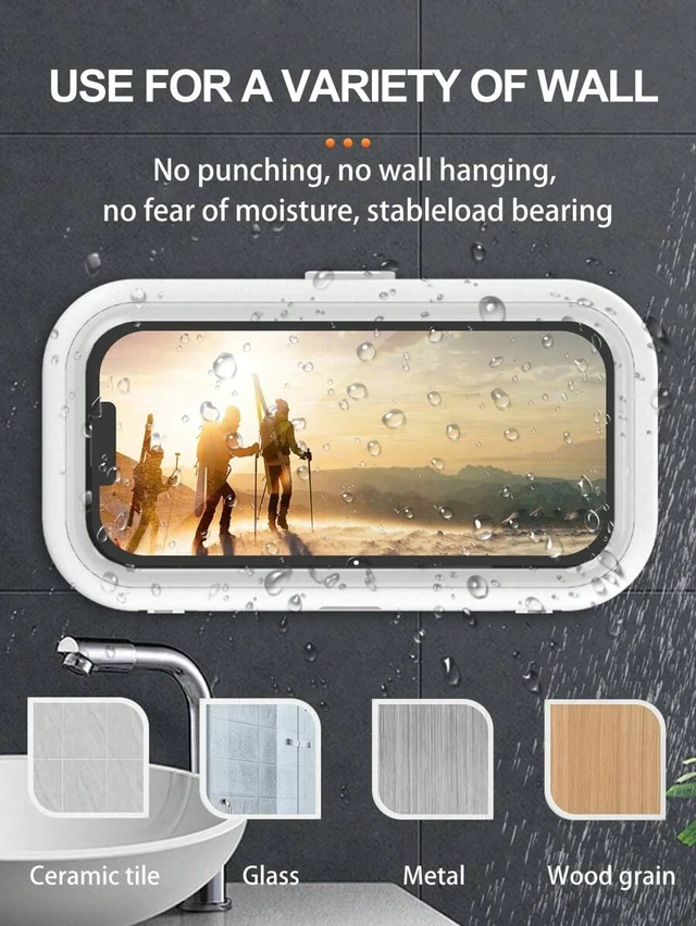 Alt view image 5 of 7 - Bks 360° Rotation Waterproof Shower Phone Holder, Retractable, Angle Adjustable, Anti-Fog Touch Screen Case Mount Box For Bathroom Wall Mirror Bathtub Kitchen Compatible With IPhone Android