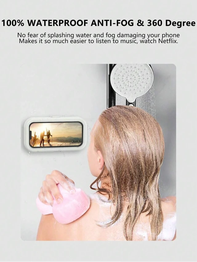 Alt view image 7 of 7 - Bks 360° Rotation Waterproof Shower Phone Holder, Retractable, Angle Adjustable, Anti-Fog Touch Screen Case Mount Box For Bathroom Wall Mirror Bathtub Kitchen Compatible With IPhone Android