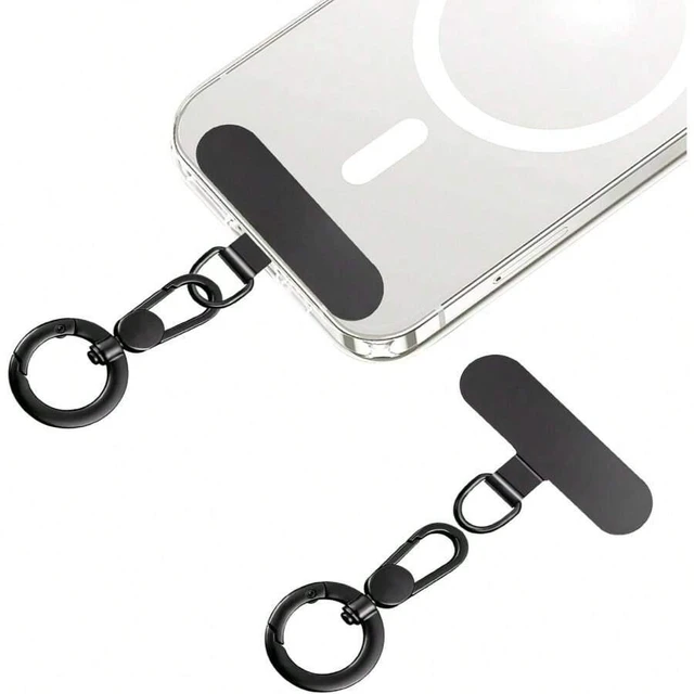 Main image of Bks Black Stainless Steel Phone Tether Tab with 360 Rotatable Spring O Ring Universal Lanyard Pad Compatible With Most Smartphones