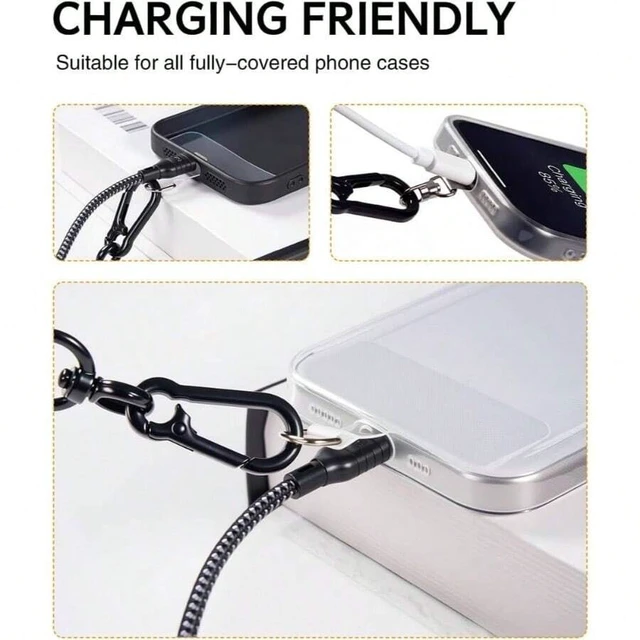 Alt view image 5 of 6 - Bks Universal Phone Lanyard Tab Wrist Crossbody Strap for Full Cover Cases Black Tether WristCrossbody