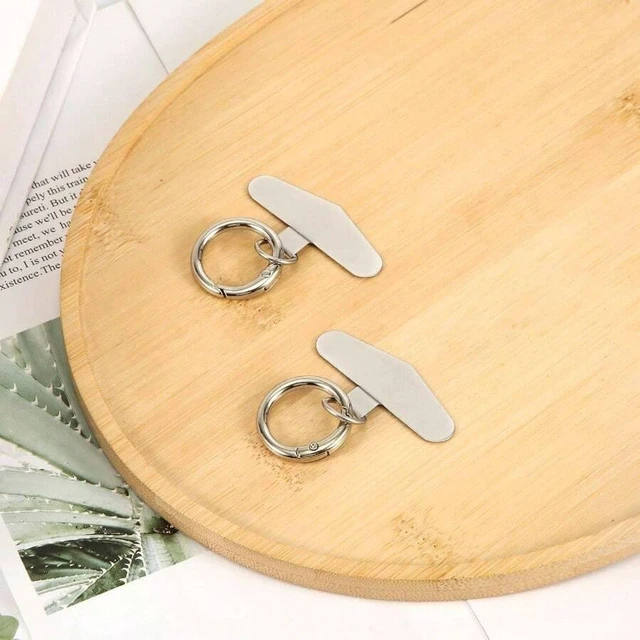 Alt view image 6 of 7 - Bks 2pcs Stainless Steel Phone Lanyard Patch Tether Tags with Spring Rings Silver Cell Phone Strap Accessories