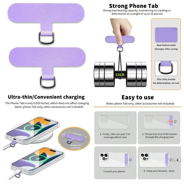 Main image of Bks Phone Lanyard Patch Strap Compatible With iPhone Android Smartphone Case Full Cover Wireless Charging Durable Oxford Cloth Metal Buckle
