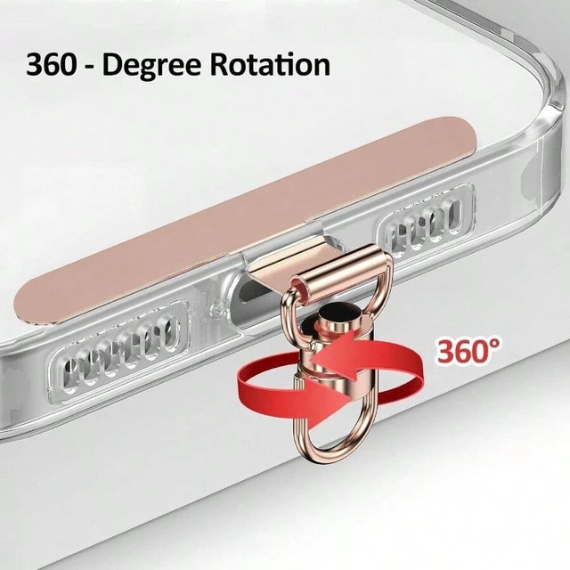 Alt view image 6 of 7 - Bks Alloy Lanyard Patch Handlebar Phone Mount 360 Rotatable Metal Tether Tab for Full Cases Spring Gift