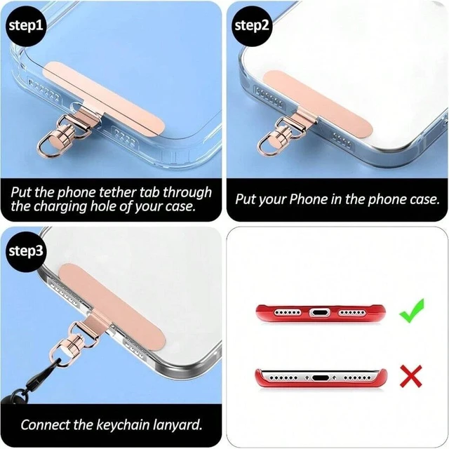 Alt view image 7 of 7 - Bks Alloy Lanyard Patch Handlebar Phone Mount 360 Rotatable Metal Tether Tab for Full Cases Spring Gift