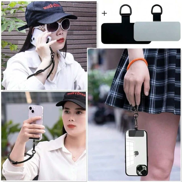 Alt view image 7 of 7 - Bks Phone Lanyard Tab 2pcs Stainless Steel Tether Replacement Without Adhesive Universal for Cell Phone