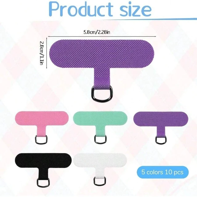 Alt view image 2 of 7 - Bks Phone Tether Tab 10 Pack Universal Cell Phone Lanyard Patch Without Adhesive Crossbody Strap Compatible Most Smartphones