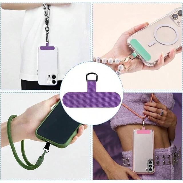Alt view image 3 of 7 - Bks Phone Tether Tab 10 Pack Universal Cell Phone Lanyard Patch Without Adhesive Crossbody Strap Compatible Most Smartphones
