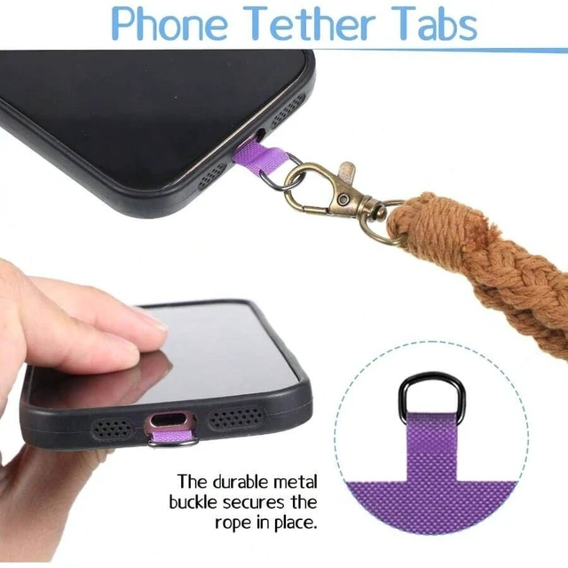 Alt view image 5 of 7 - Bks Phone Tether Tab 10 Pack Universal Cell Phone Lanyard Patch Without Adhesive Crossbody Strap Compatible Most Smartphones