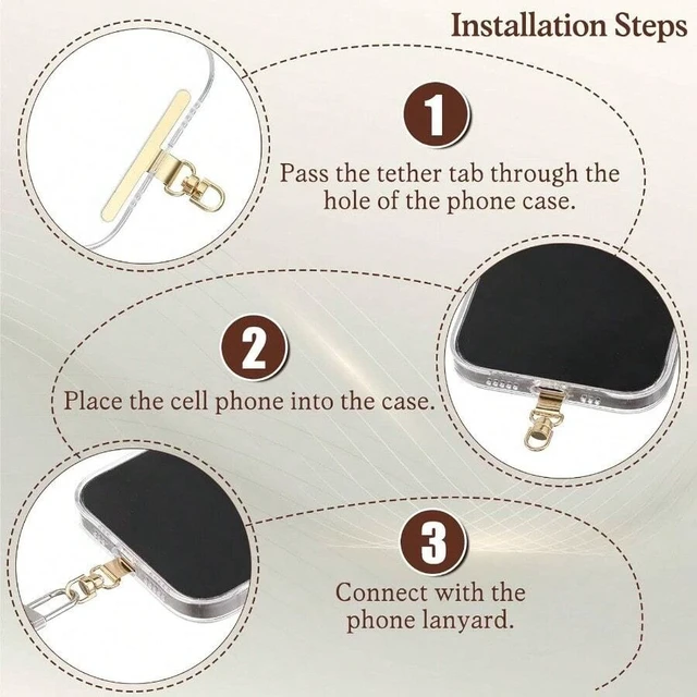 Alt view image 4 of 7 - Bks Stainless Steel Phone Tether Tab 360 Rotatable Universal Lanyard Pad Strap Compatible Wristband Crossbody Gift