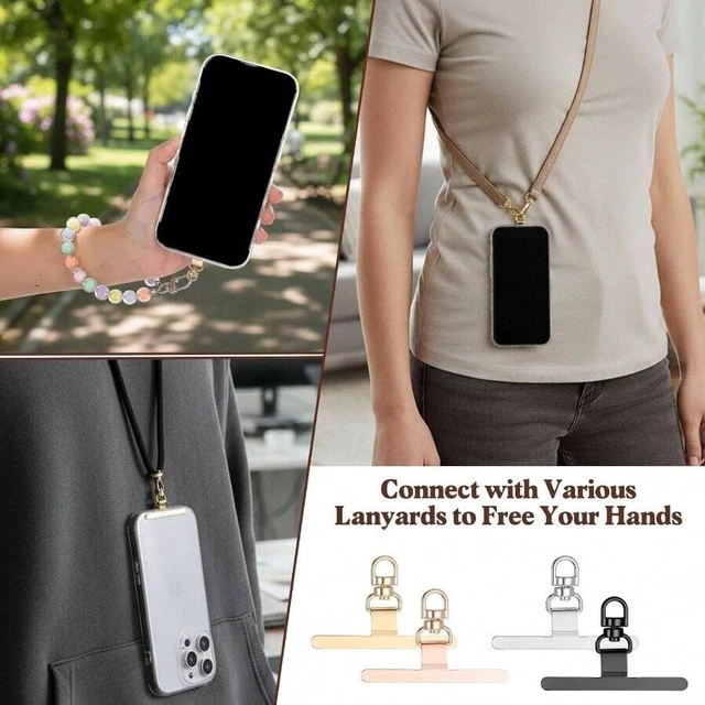Alt view image 6 of 7 - Bks Stainless Steel Phone Tether Tab 360 Rotatable Universal Lanyard Pad Strap Compatible Wristband Crossbody Gift