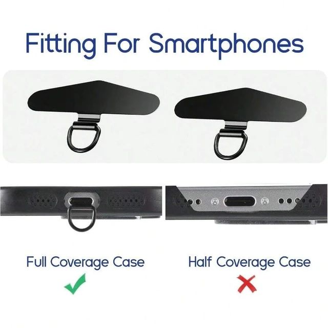 Alt view image 3 of 7 - Bks 4PCS Black Metal Phone Tether Tabs Universal Lanyard Patches for Smartphones Safety Strap