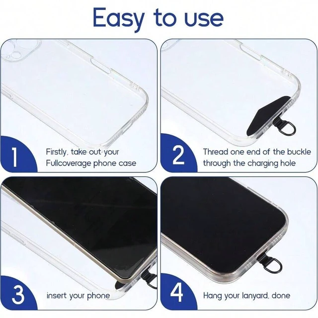 Alt view image 7 of 7 - Bks 4PCS Black Metal Phone Tether Tabs Universal Lanyard Patches for Smartphones Safety Strap