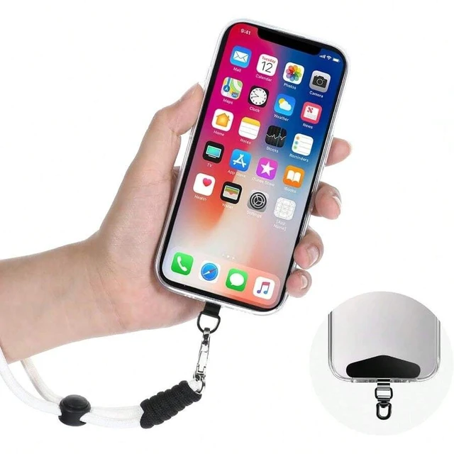 Alt view image 6 of 7 - Bks 4PCS Black Metal Phone Tether Tabs Universal Lanyard Patches for Smartphones Safety Strap