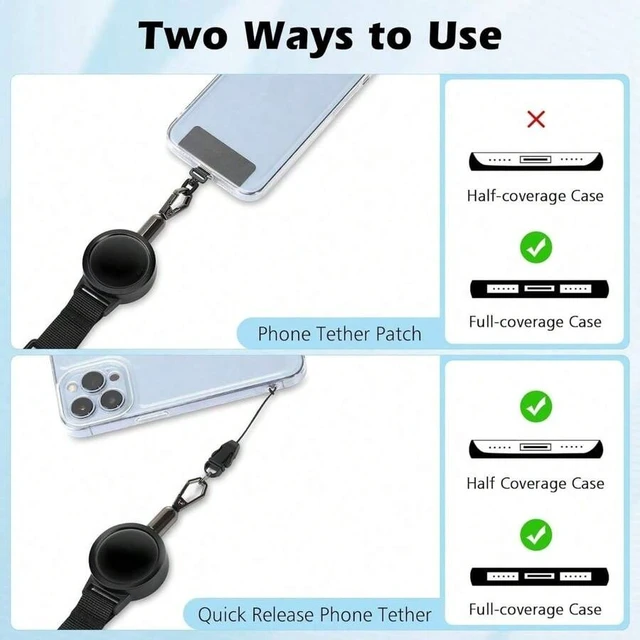 Alt view image 7 of 7 - Bks Black Alloy Anti-Theft Phone Tether Retractable Steel Line With Locking Carabiner And Metal 360° Tab For Outdoor Skiing Hiking Climbing Fishing