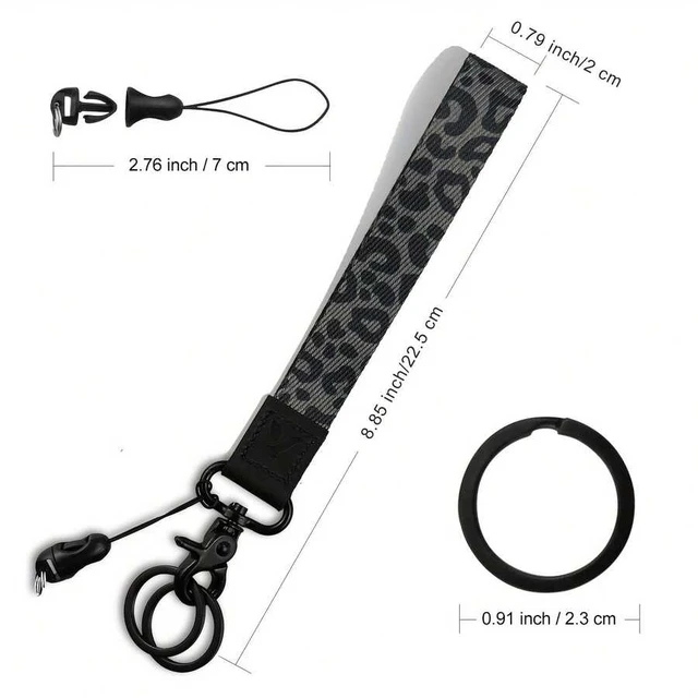 Alt view image 3 of 6 - Bks Mobile Phone Lanyard Wrist Strap Black Leopard Pattern Keychain Rope for Wallet Keys Compatible with Android and Most Smartphones