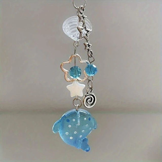 Main image of Bks Ocean Dolphin Phone Lanyard Plastic Bead Keychain Cute Shark Pendant Wrist Strap Compatible With Android And Most Smartphones