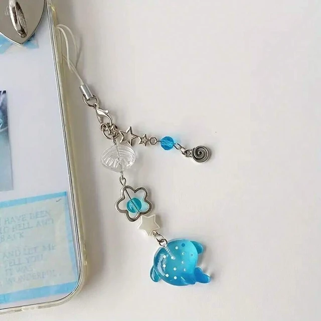Alt view image 5 of 7 - Bks Ocean Dolphin Phone Lanyard Plastic Bead Keychain Cute Shark Pendant Wrist Strap Compatible With Android And Most Smartphones