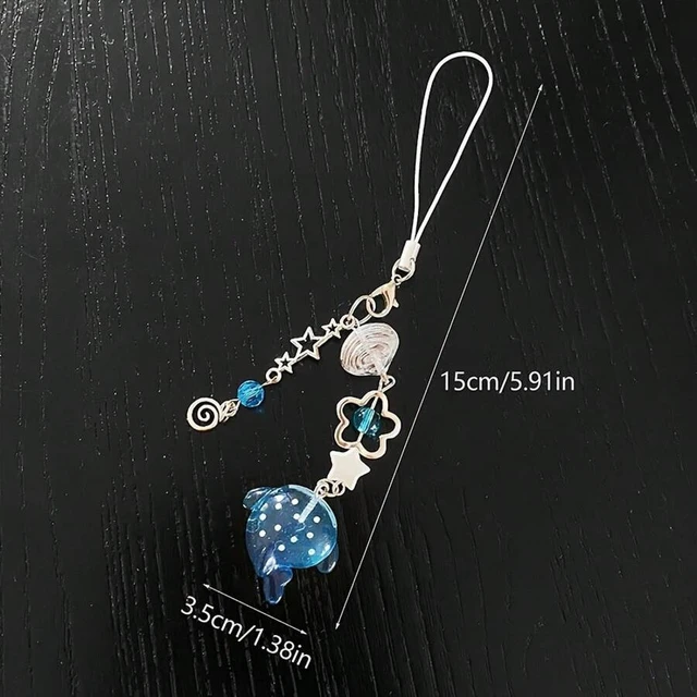 Alt view image 7 of 7 - Bks Ocean Dolphin Phone Lanyard Plastic Bead Keychain Cute Shark Pendant Wrist Strap Compatible With Android And Most Smartphones