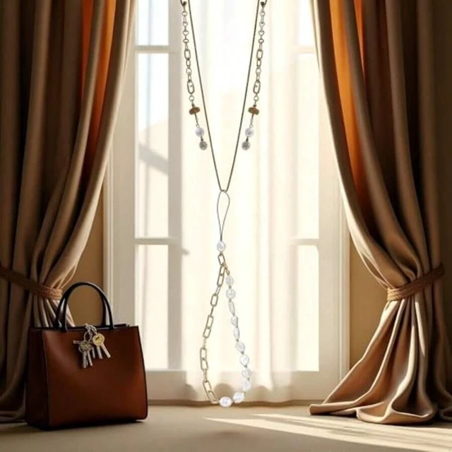 Alt view image 6 of 7 - Bks Gold Metal Chain Phone Lanyard with Faux Pearl Beads Universal Anti-Loss Wrist Strap Keychain Decor