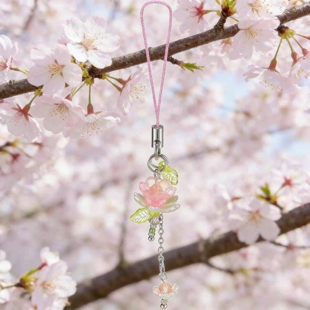 Alt view image 4 of 7 - Bks Pink Flower Mobile Phone Lanyard, Cute Beaded Lotus Keychain Bag Pendant Gift for Women