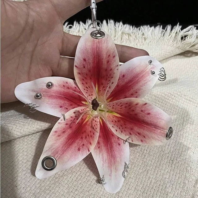 Main image of Bks Pink Lily Flower Phone Lanyard Keychain with White Stamens, Hands-Free Bag Charm for Smartphones Tablets and Keys