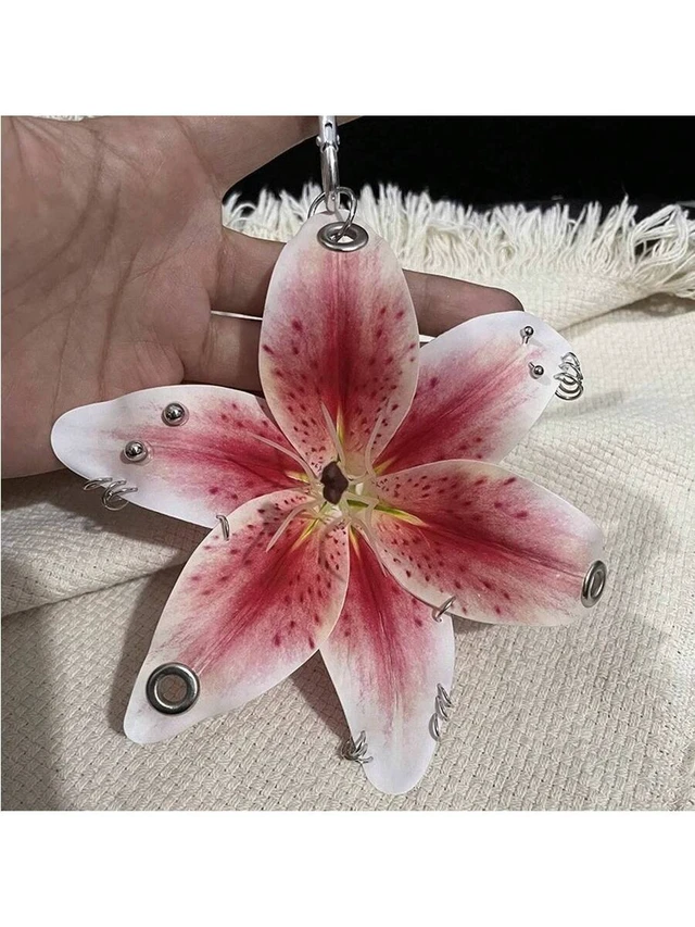 Alt view image 2 of 6 - Bks Pink Lily Flower Phone Lanyard Keychain with White Stamens, Hands-Free Bag Charm for Smartphones Tablets and Keys