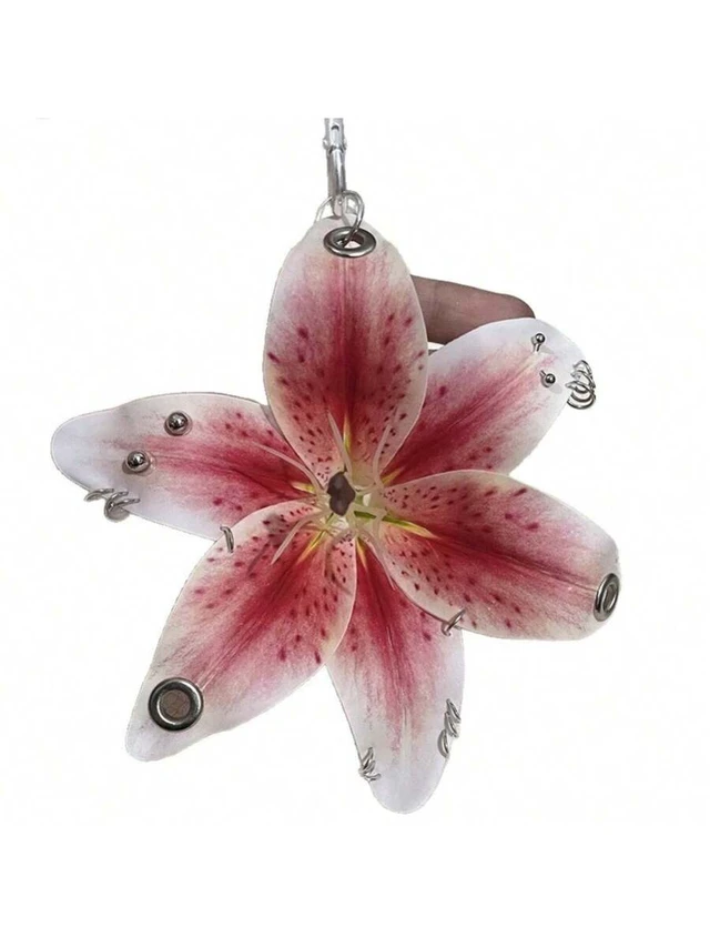 Alt view image 5 of 6 - Bks Pink Lily Flower Phone Lanyard Keychain with White Stamens, Hands-Free Bag Charm for Smartphones Tablets and Keys