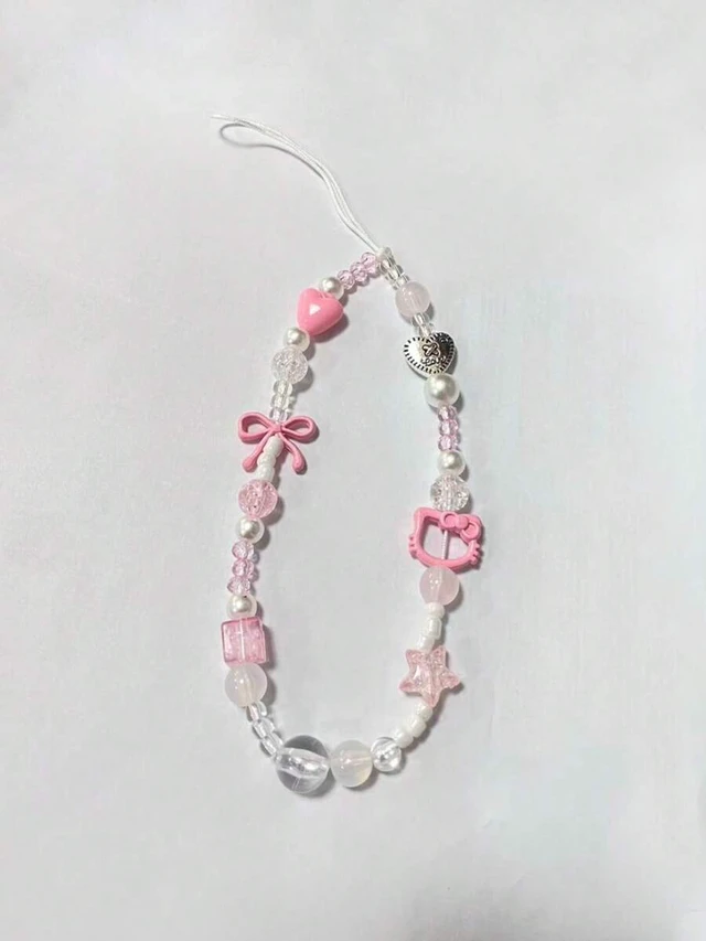 Alt view image 2 of 3 - Bks Hello Kitty Beaded Phone Lanyard, Portable Phone Charm Pendant With Chain Decor Beads