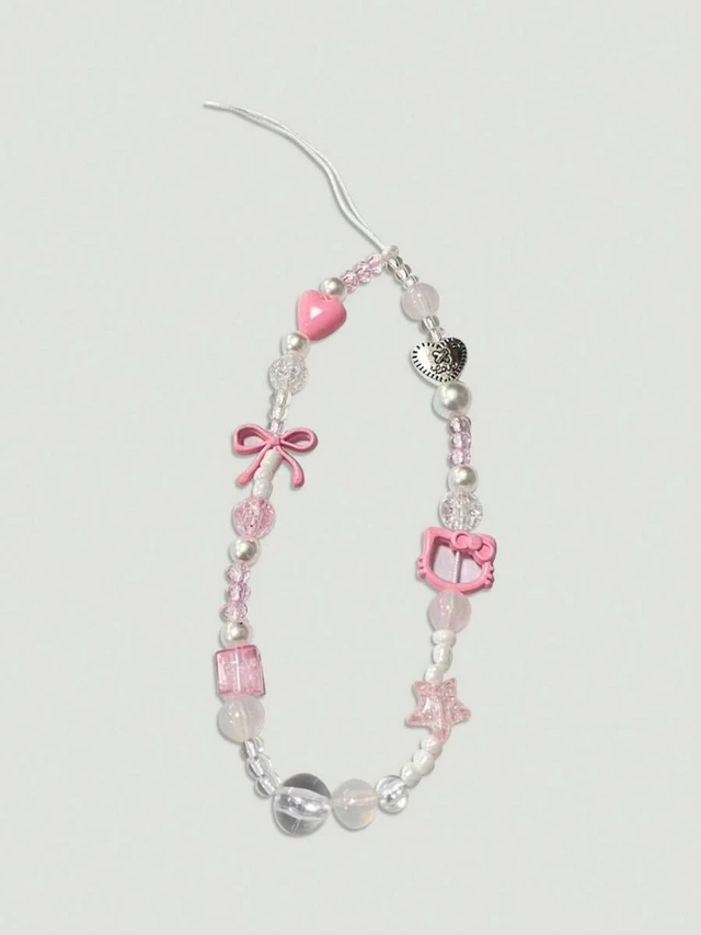 Alt view image 3 of 3 - Bks Hello Kitty Beaded Phone Lanyard, Portable Phone Charm Pendant With Chain Decor Beads