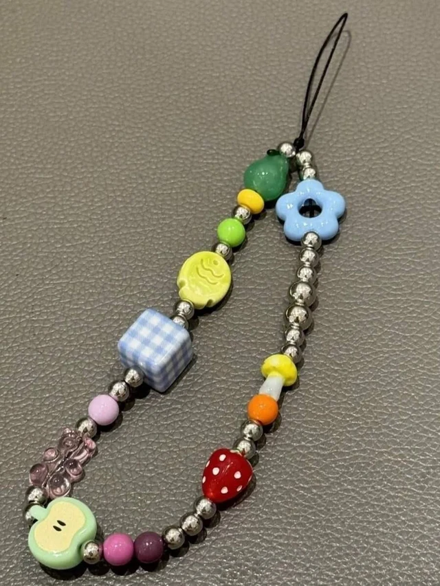 Alt view image 4 of 5 - Bks Colorful Beaded Phone Lanyard Y2K Flower Fish Strawberry Design Short Strap for Earphones Backpack Camera Pendant Spring Gift