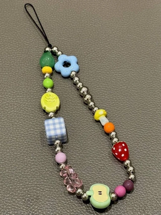 Alt view image 5 of 5 - Bks Colorful Beaded Phone Lanyard Y2K Flower Fish Strawberry Design Short Strap for Earphones Backpack Camera Pendant Spring Gift