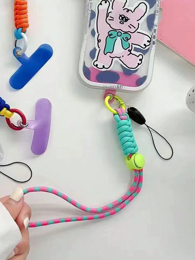 Alt view image 4 of 6 - Bks Multicolor Phone Lanyard Wrist Strap, Adjustable Anti-Lost Sturdy Keychain USB Holder Gift Charm for Mother Family Friends