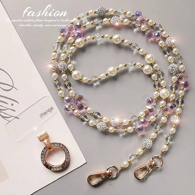 Alt view image 2 of 7 - Bks Phone Lanyard Long Exquisite Sparkling Beaded Chain For Women Anti-Lost Messenger Style