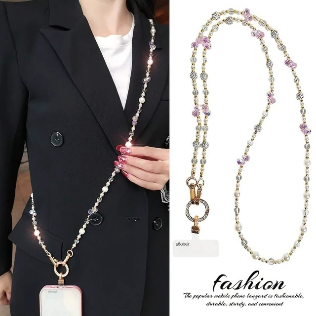 Alt view image 4 of 7 - Bks Phone Lanyard Long Exquisite Sparkling Beaded Chain For Women Anti-Lost Messenger Style
