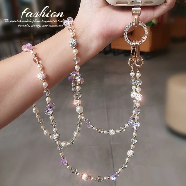 Alt view image 7 of 7 - Bks Phone Lanyard Long Exquisite Sparkling Beaded Chain For Women Anti-Lost Messenger Style
