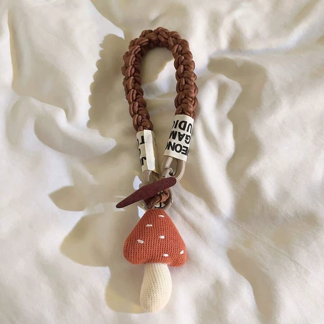 Alt view image 3 of 7 - Bks Cute Orange Mushroom Charm Phone Lanyard With Heart Beads & Adjustable Twists - Short Wrist Strap, Camera Chain & Car Keychain - Durable Multi-Use Accessory Women S (Brown/Pink/Red) - Stylish & Fu