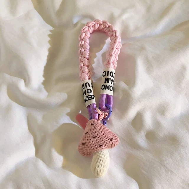 Alt view image 4 of 7 - Bks Cute Orange Mushroom Charm Phone Lanyard With Heart Beads & Adjustable Twists - Short Wrist Strap, Camera Chain & Car Keychain - Durable Multi-Use Accessory Women S (Brown/Pink/Red) - Stylish & Fu