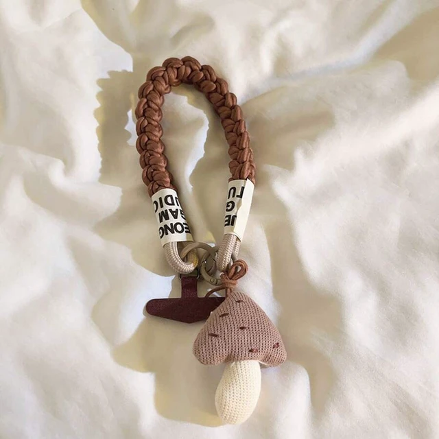 Alt view image 7 of 7 - Bks Cute Orange Mushroom Charm Phone Lanyard With Heart Beads & Adjustable Twists - Short Wrist Strap, Camera Chain & Car Keychain - Durable Multi-Use Accessory Women S (Brown/Pink/Red) - Stylish & Fu