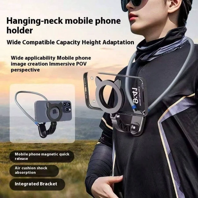 Alt view image 4 of 7 - Bks Magnetic Neck Mount For Phones Hand Free POV Vlog Selfie Holder Chest Strap Video Recording Compatible With iPhone Android