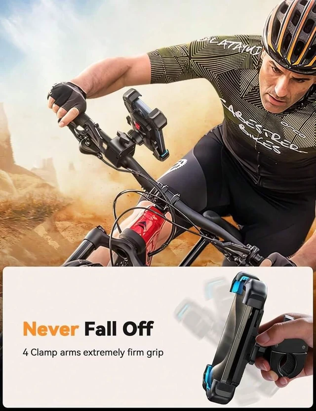 Alt view image 5 of 7 - Bks Motorcycle Phone Mount 1s Auto Lock Anti-Shake 360° Rotation Quick Install Handlebar Holder for iPhone Android