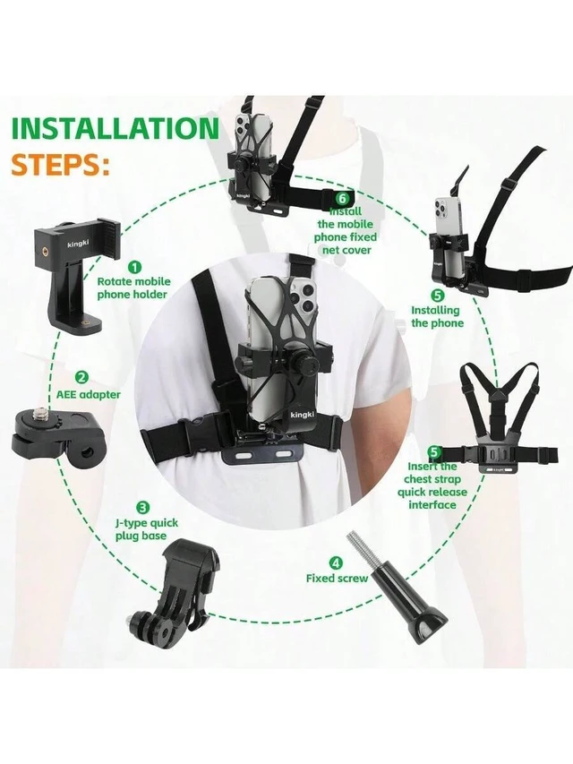 Alt view image 5 of 7 - Bks Universal Chest Harness Mount With Shockproof Rope For Action Cameras And Smartphones Adjustable Strap For Cycling Running