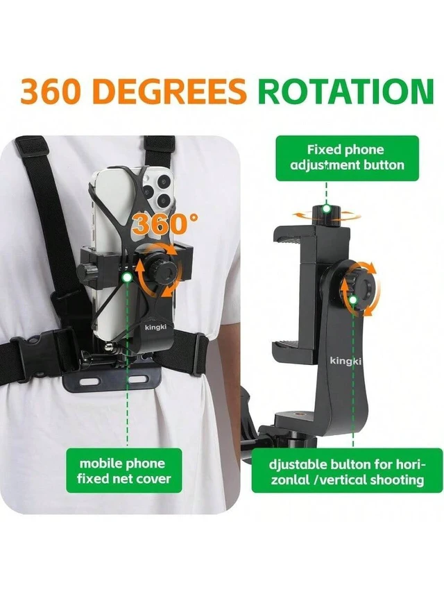 Alt view image 6 of 7 - Bks Universal Chest Harness Mount With Shockproof Rope For Action Cameras And Smartphones Adjustable Strap For Cycling Running