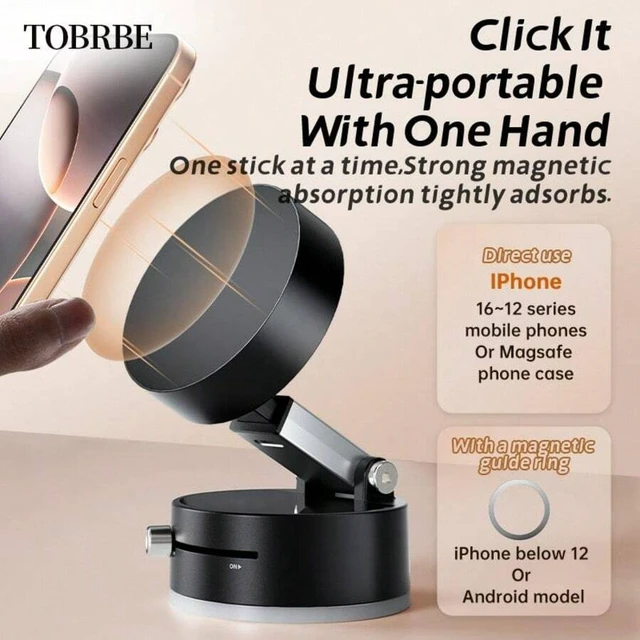 Alt view image 3 of 7 - Bks Magnetic Desktop Car Phone Stand, 360 Rotatable Foldable Holder, Super N52 Magnetism, No Charging Required, Compatible with iPhone Android