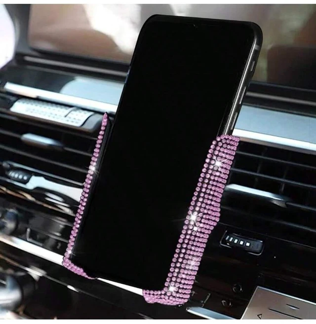 Main image of Bks Pink Crystal Rhinestone Car Phone Holder 360 Adjustable Dash Vent Windshield Mount Universal Smartphone Stand For Driving Navigation