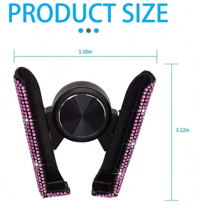 Alt view image 2 of 5 - Bks Pink Crystal Rhinestone Car Phone Holder 360 Adjustable Dash Vent Windshield Mount Universal Smartphone Stand For Driving Navigation