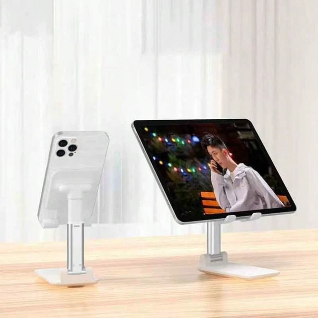 Alt view image 3 of 6 - Bks White Mini Foldable Phone Stand High Quality Flexible Device Holder Adjustable Height Angle Desktop Travel Accessory